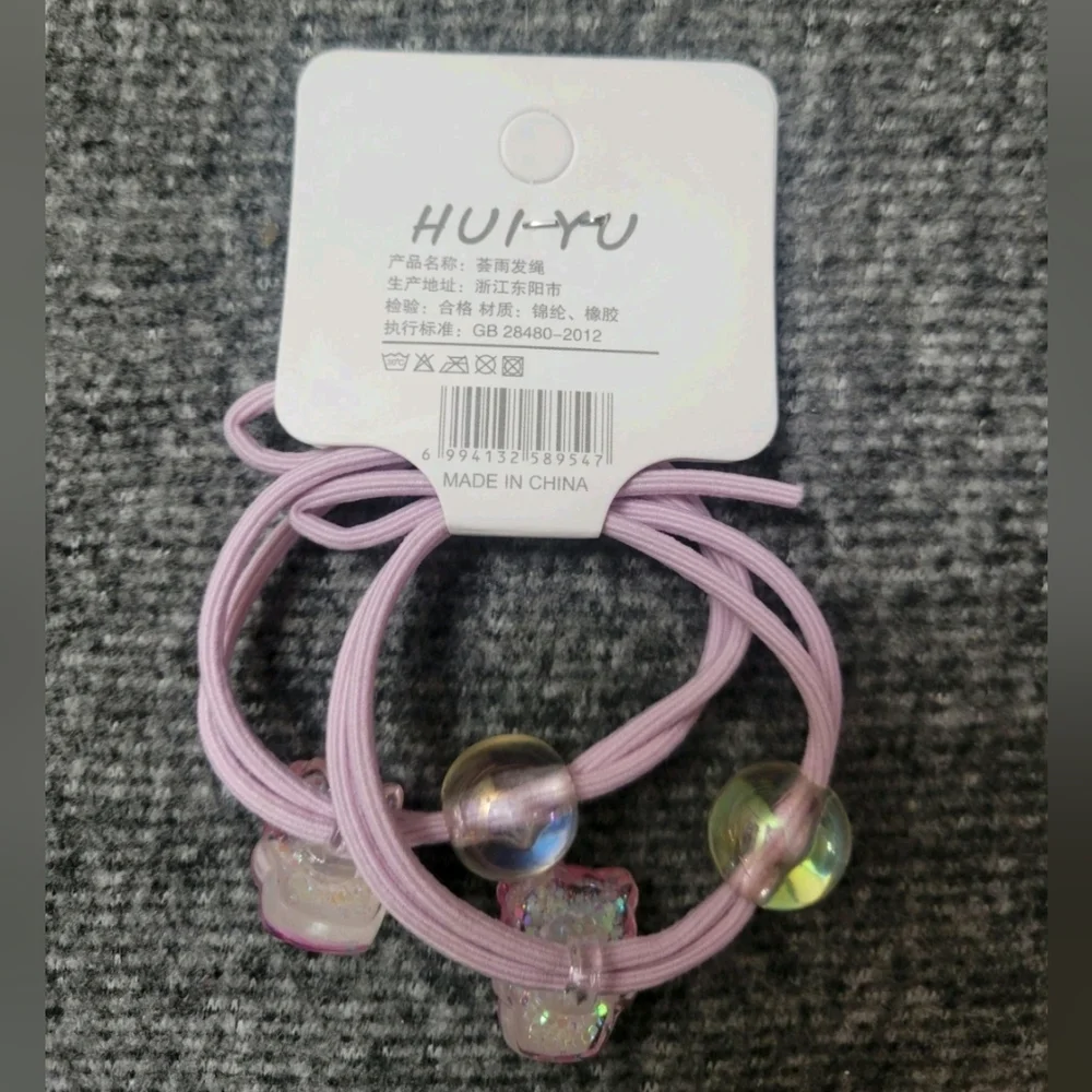 Hello Kitty Cupcake Hair Ties Set of 2 Sanrio Characters NWT Pink Purple Sparkle